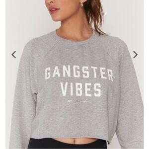 Spiritual Gangster “Gangster Vibes” Cropped Sweatshirt – Gray – Size M